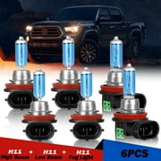 Fit For Toyota Tacoma 2016-2023 Halogen Headlight Bulbs H11 High/low Beam + H11 Fog Light,4200K Warm White Plug and Play, Pack of 6
