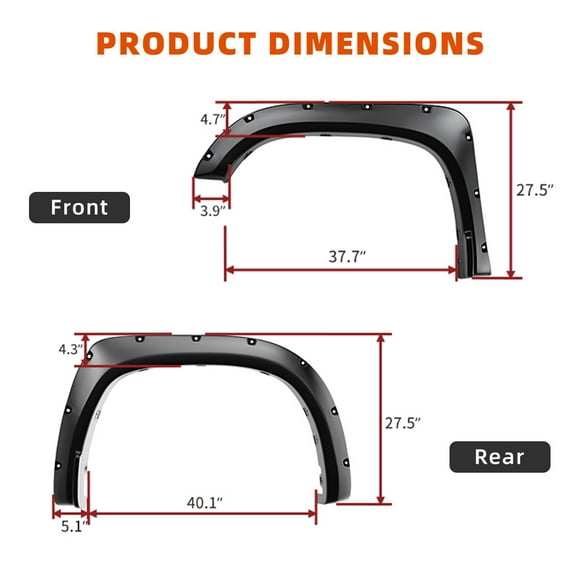Fit For Toyota Tundra 2007-2013 Pocket Rivet Style Wheel Smooth Fender Flares 4PCS