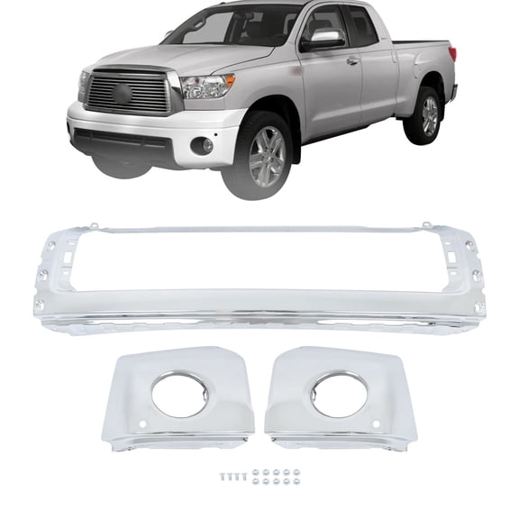 Fit For Toyota Tundra 2007-2013 Split Chrome Steel Front Bumper W/ Sensor Holes