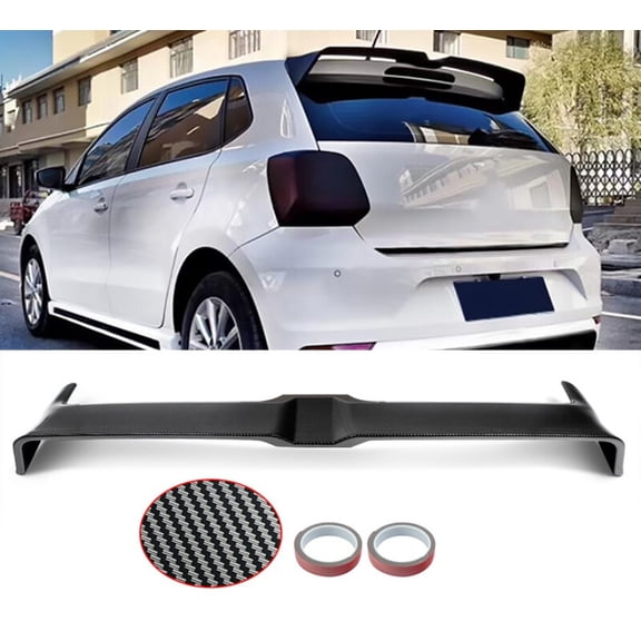 For VW Polo MK5 Hatchback 2011-2018 Rear Roof Trunk Spoiler Wing Carbon Fiber Look