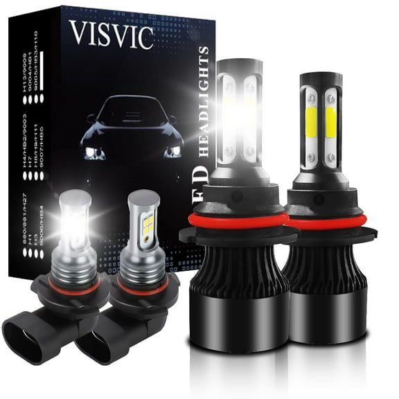 Fit For ForD F-250 F-350 (1999-2004) LED Headlight Bulbs Conversion kit 9007/HB5 High Low Beam + 9145 Fog Light Bulbs Fast Installation, Pack of 4, Headlight Bulbs
