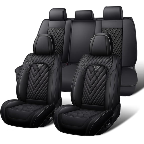 Fit for Ford Escape 2012 Seat Cover, Premium Leather 5 Piece Full Set Scratch Resistant Suitable for All Seasons, Black Car Seat Covers, Airbag-Compatible