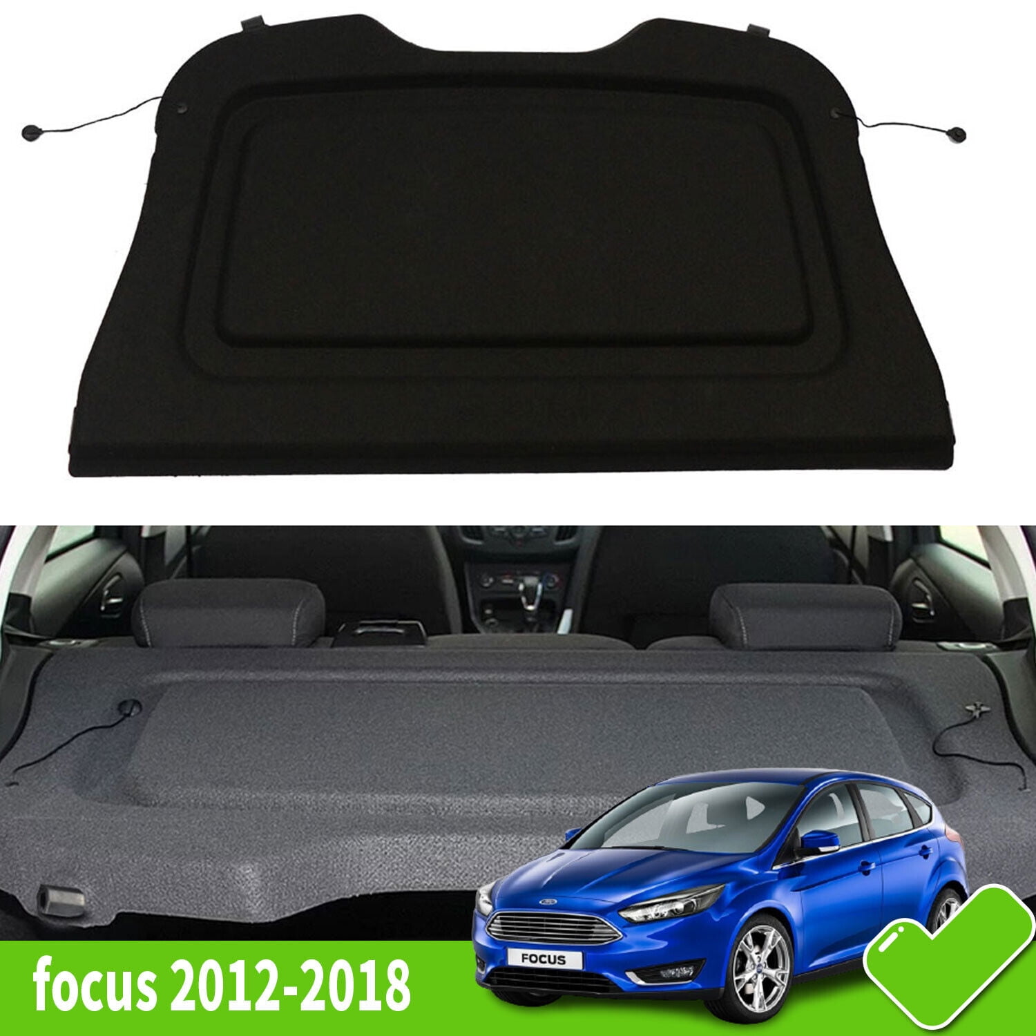 Fit Ford Focus 2012 2013 2014 2015 2016 2017 2018 Cargo Cover for Ford Focus  2012-2018 Hatchback Sedan Accessory Black Non-retractable Rear Trunk Parcle  Shelf Board Shield Cover
