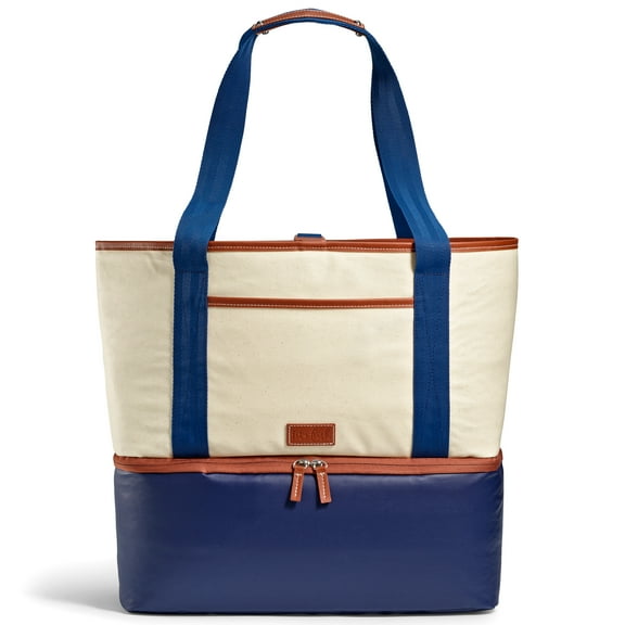 Fit & Fresh 16 Can Beach & Boat Dual Compartment Cooler, Insulated Cooler Compartment, Navy