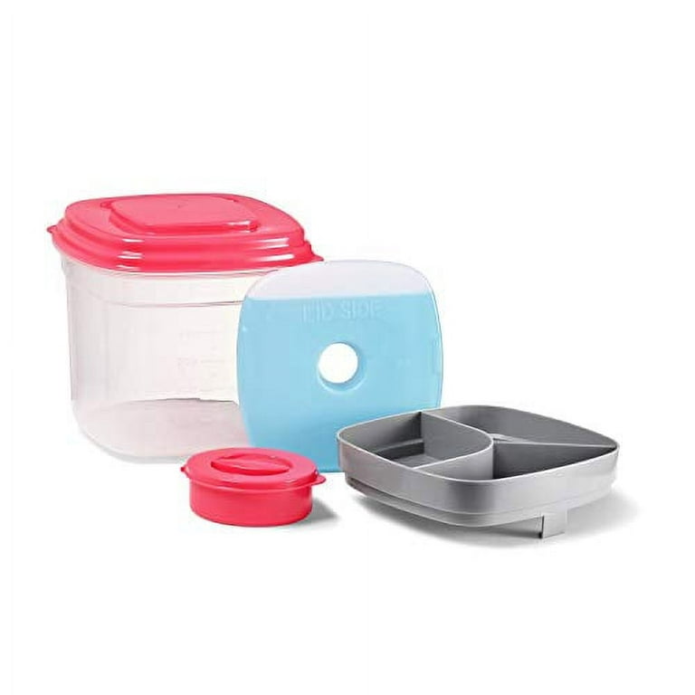 Fit + Fresh 4-Cup Salad Shaker Set with Removable Ice Pack, Reusable Salad  Container for Lunch, Divided Tray & Salad Dressing Container, Perfect for