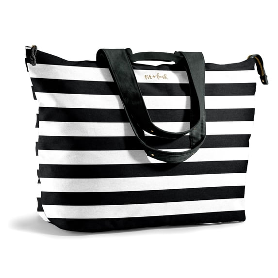 Fit + Fresh All The Things XL Tote Bag, Travel & Overnight Bag, Black Stripe