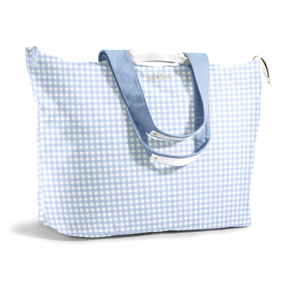 Fit + Fresh All The Things XL Tote Bag, Travel & Overnight Bag, Blue Gingham