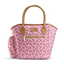 Fit & Fresh Beechwood Women's Lunch Bag, Large Insulated Tote Bag, Includes 2 BPA free Containers and 1 XL Slim Ice, Pink