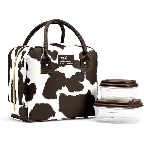 Fit + Fresh Bloomington Lunch Bag with two containers - Cowhide