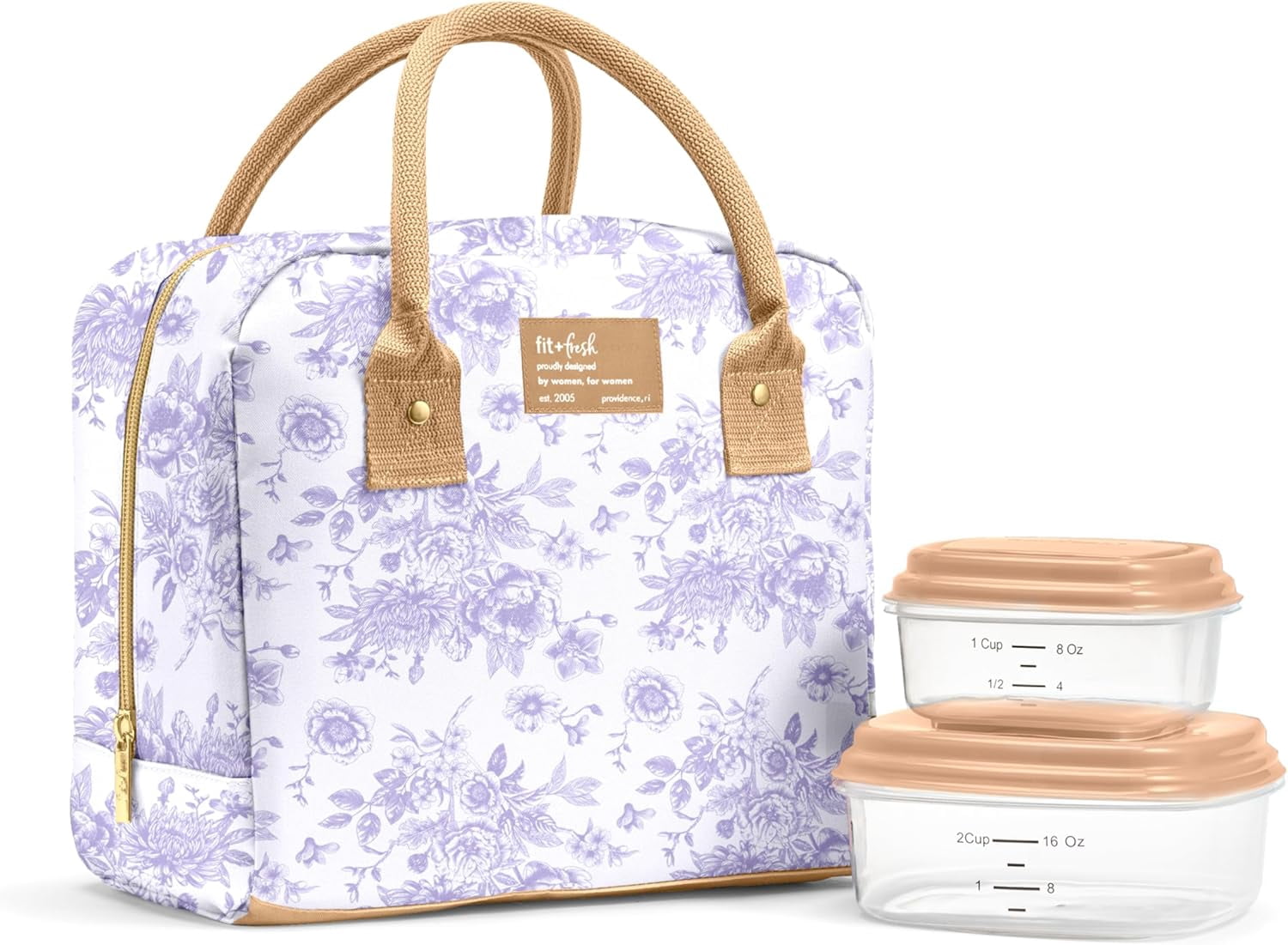 Fit & Fresh 7039CX3707 Bloomington Lunch Bag Kit - Lavendar Floral Toile