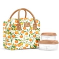 thumbnail image 1 of Fit + Fresh Bloomington Womens Lunch Bag, Insulated Lunch Box With Containers, Orange Blossoms, 1 of 7