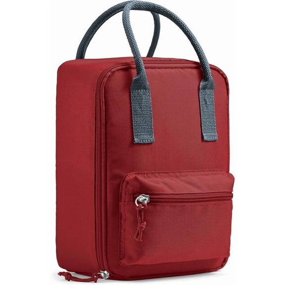 Fit + Fresh Connor Kids Insulated Lunch Tote with Front Zip Pocket, Cardinal Red