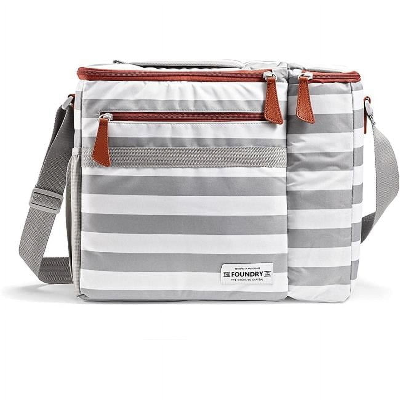 Fit & Fresh Dual Compartment Soft Insulated Thermocooler with Adjustable Shoulder Strap, Grey Stripe