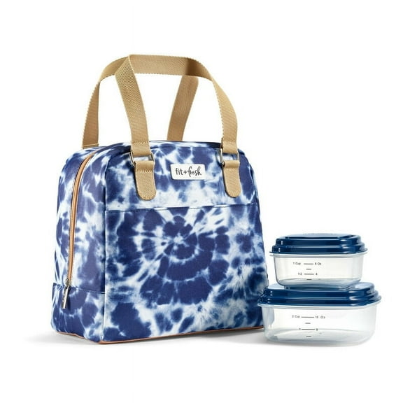 Fit & Fresh Fashion Insulated Lunch Bag Kit for Women, Blue