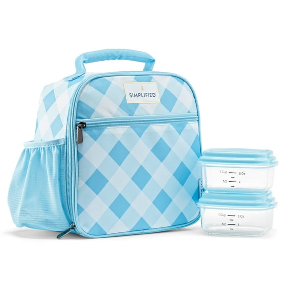 Fit+Fresh Insulated Lunch Bag For Women, With Two Matching Containers, Townsend Carolina Gingham