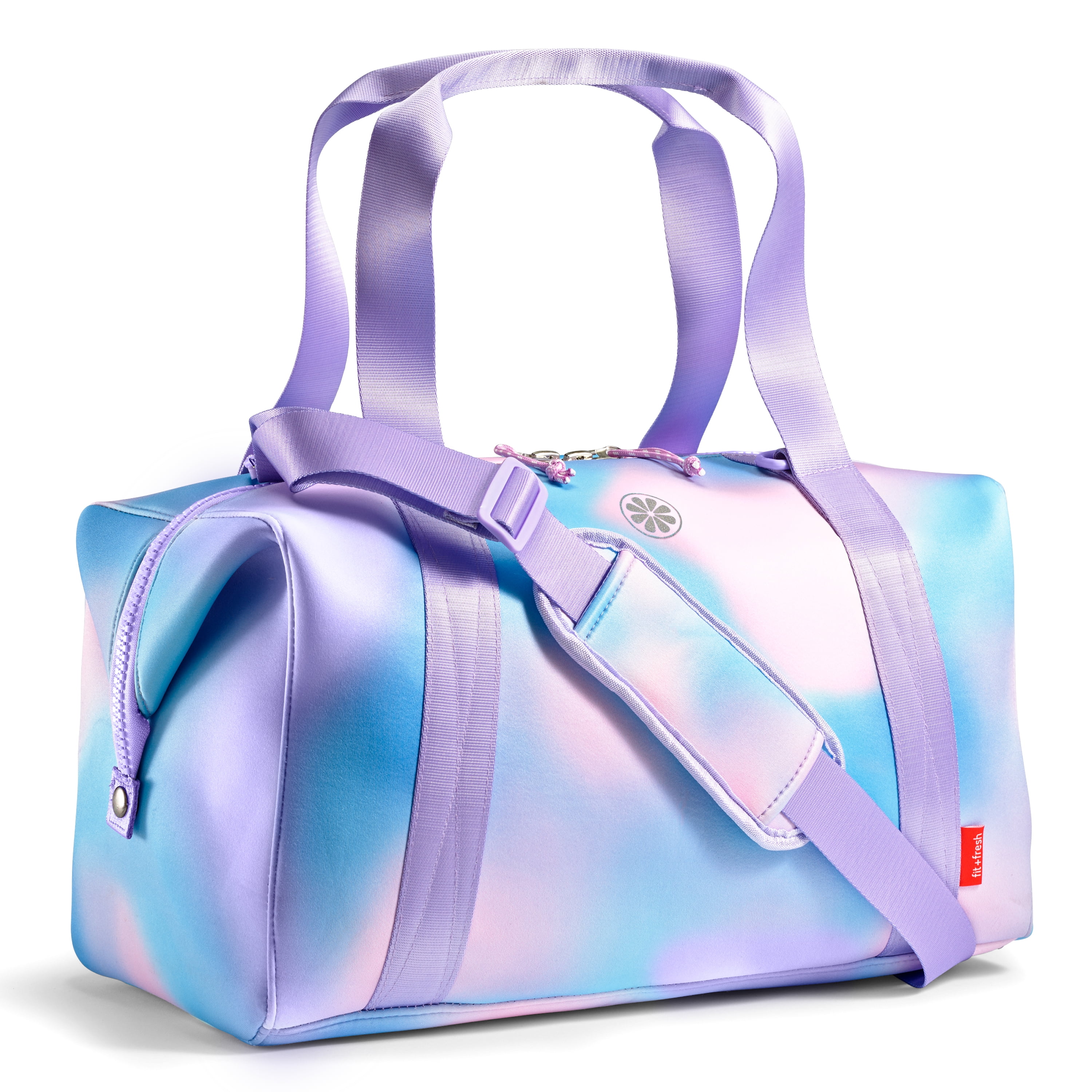 Fit + Fresh Junior Duffel Bag For Kids, Premium Neoprene Dance & Sports Bag, Weekender, Pink Purple
