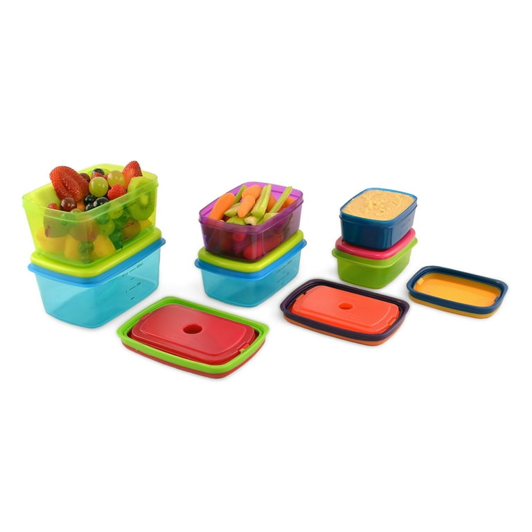 Fit & Fresh Kids' Healthy Lunch Set, 14-Piece Value Reusable Container Set  with Removable Ice Packs, Leak-Proof, BPA-Free, Portion Control
