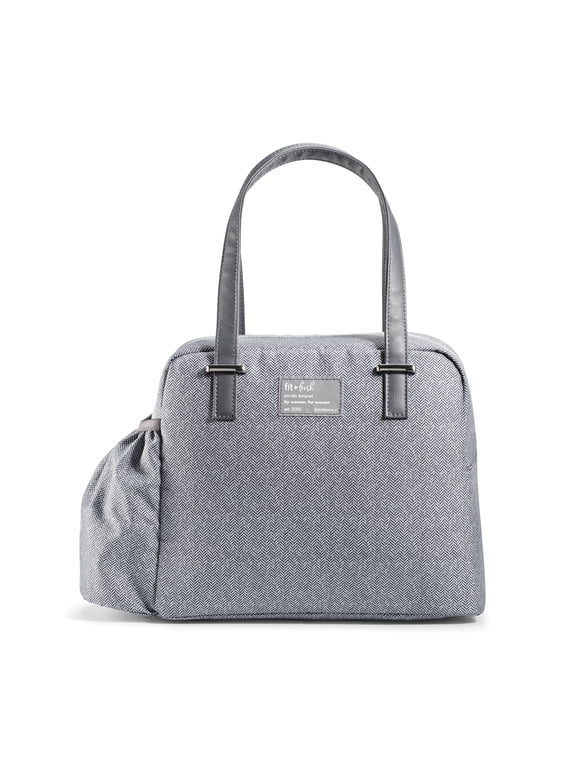 Fit & Fresh Laketown Lunch Bag, Large Lunch Tote, Reusable Insulated Lunch Bag for Work, Gray