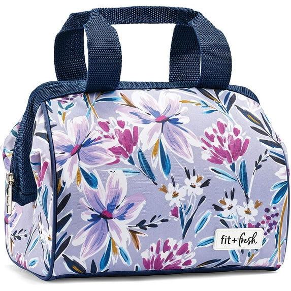 Fit & Fresh Laketown Lunch Bag, Navy Blue and Lilac Floral