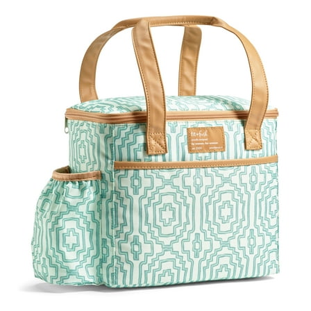 Fit & Fresh Mapleton Lunch Bag for Women, Lunch Cooler Tote, Reusable Insulated Lunch Bag, Art Deco Greeen