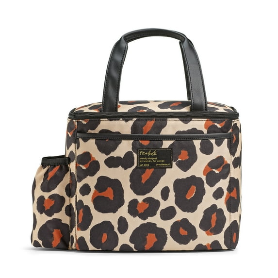 Fit + Fresh Mapleton Lunch Bag for Women, Lunch Tote Cooler, Reusable Insulated Lunch Bag, Cheetah