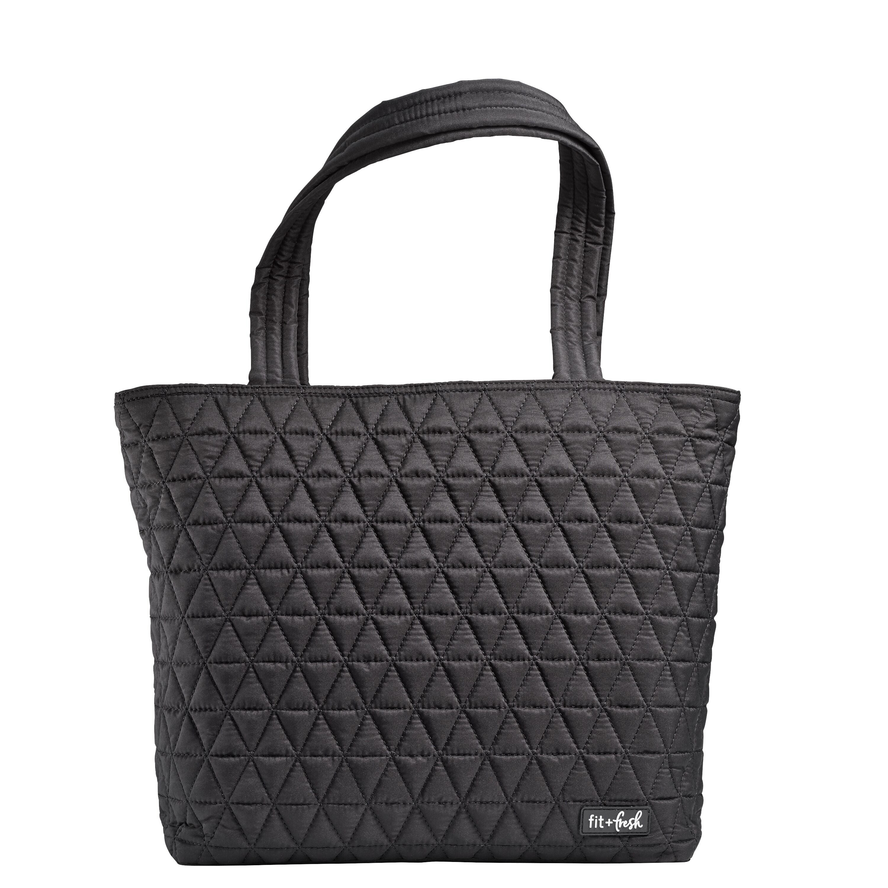 Fit & Fresh Metro Quilted Tote with Lunch Compartment, Black