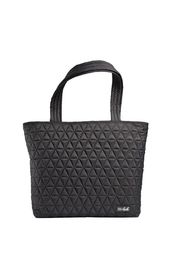 Fit & Fresh Metro Quilted Tote with Lunch Compartment, Black