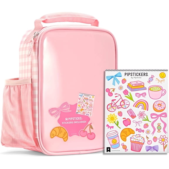 Fit Fresh x Pipsticks® Kids Customizable Insulated Lunch Bag, with stickers, Pink