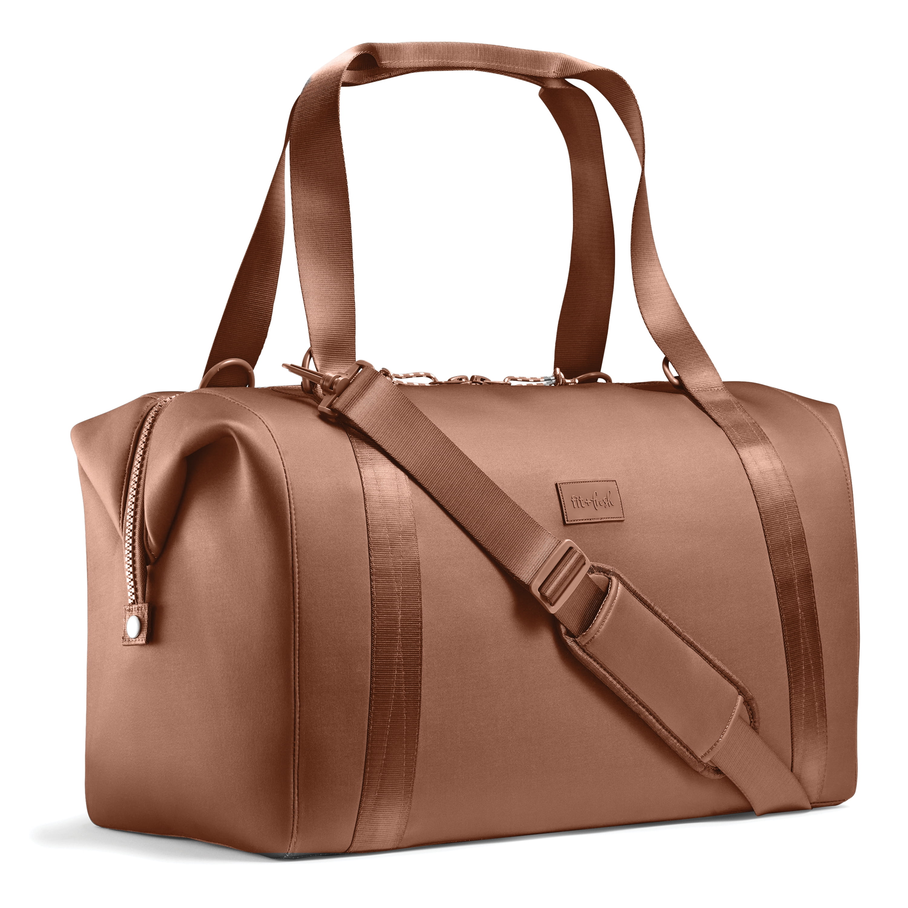 Fit & Fresh Premium Neoprene Weekender Bag, Travel Bag Trolley Sleeve, Carry on Duffel Bags, Copper