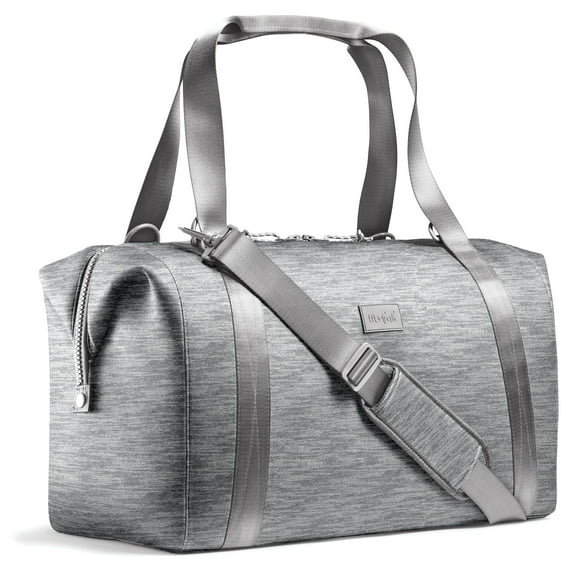 Fit & Fresh Premium Neoprene Weekender Bag, Travel Bag Trolley Sleeve, Carry on Duffel Bags, Heather Grey