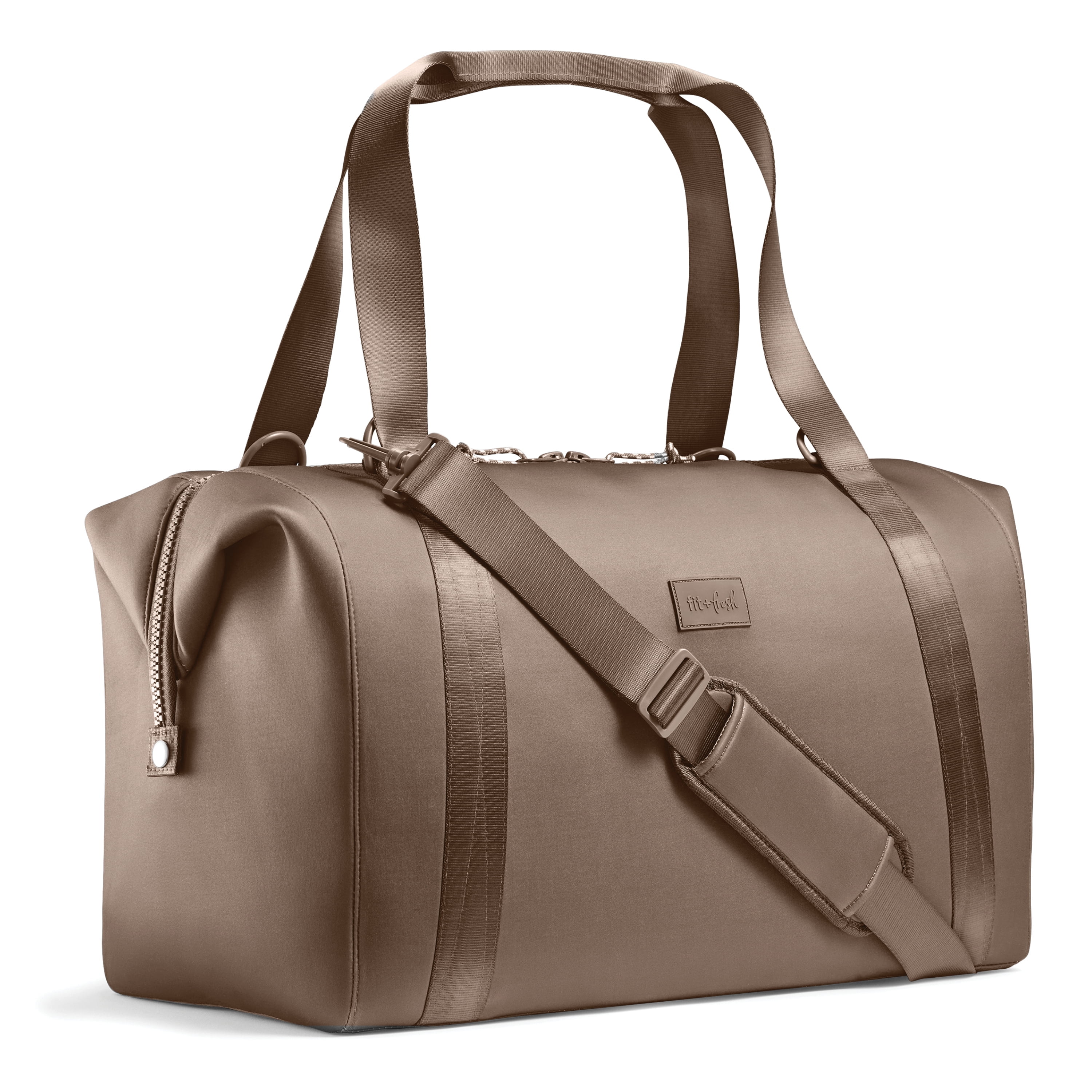 Fit & Fresh Premium Neoprene Weekender Bag, Travel Bag Trolley Sleeve, Carry on Duffel Bags, Taupe