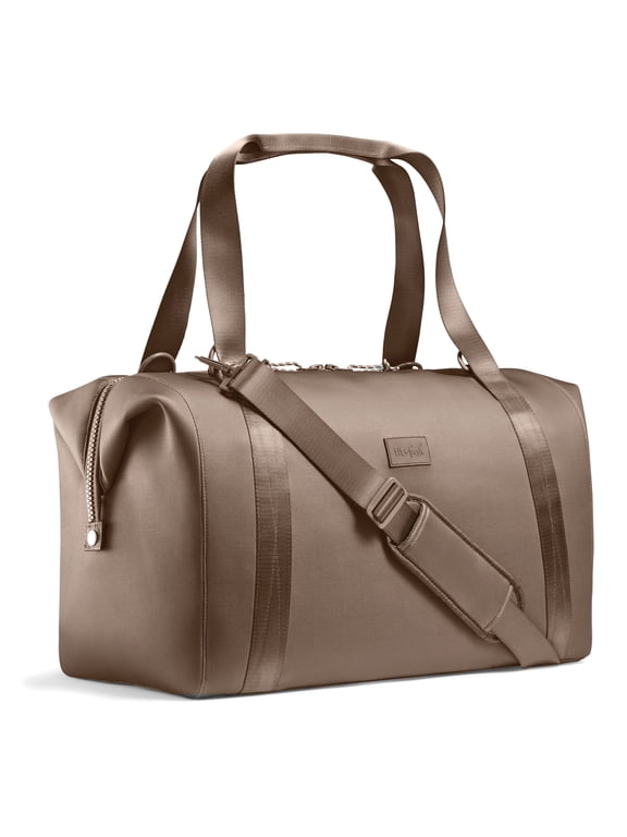 Fit & Fresh Premium Neoprene Weekender Bag, Travel Bag Trolley Sleeve, Carry on Duffel Bags, Taupe