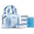 thumbnail image 1 of Fit + Fresh Remi Women's Lunch Bag, Self Insulating Neoprene Material Lunch Box With Containers & Ice Pack, Blue Daisy, 1 of 7