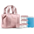 thumbnail image 1 of Fit + Fresh Remi Women's Lunch Bag, Self Insulating Neoprene Material Lunch Box With Containers & Ice Pack, Mauve, 1 of 7
