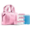 thumbnail image 1 of Fit + Fresh Remi Women's Lunch Bag, Self Insulating Neoprene Material Lunch Box With Containers & Ice Pack, Pink, 1 of 7
