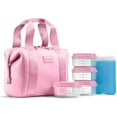 thumbnail image 1 of Fit + Fresh Remi Women's Lunch Bag, Self Insulating Neoprene Material Lunch Box With Containers & Ice Pack, Pink, 1 of 7