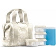 thumbnail image 1 of Fit + Fresh Remi Women's Lunch Bag, Self Insulating Neoprene Material Lunch Box With Containers & Ice Pack, Tan Toile, 1 of 7