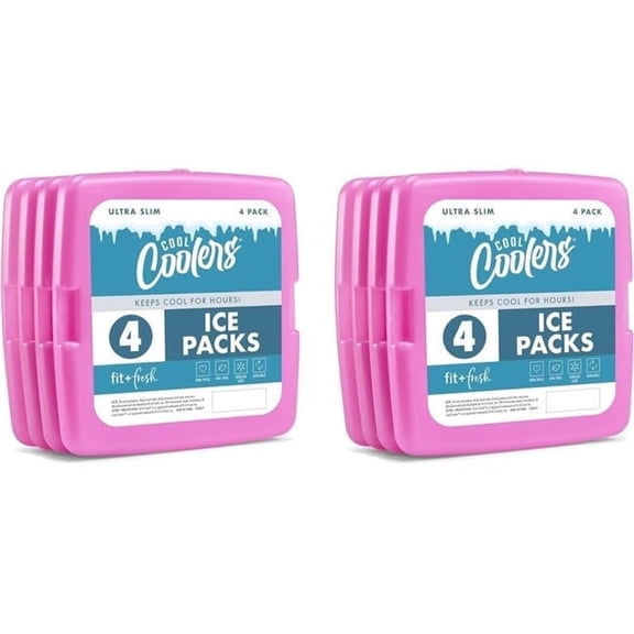 Cool Coolers by Fit + Fresh Slim, Reusable Ice Pack for Lunch Boxes or Coolers, Purple, 8pk.