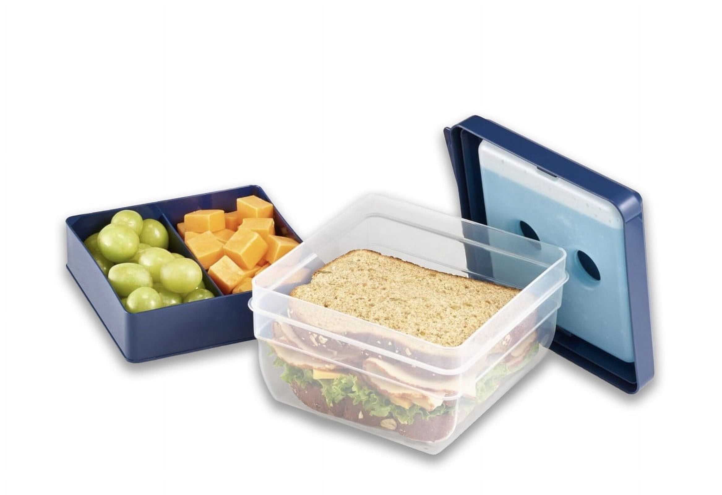 Fit & Fresh 334KFF Kids Sandwich Container with Divided Tray & Slim Ice Pack, Colors Vary