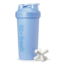 Fit & Fresh Shaker Bottle, Leak Proof 24 oz Sports Blender Bottle for Supplement Shakes, Light Blue