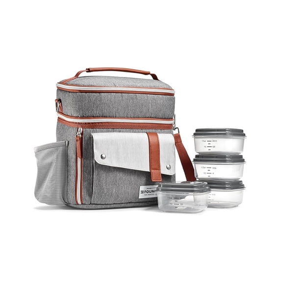 Fit + Fresh Wickenden Insulated Leather Reusable Lunch Bag
