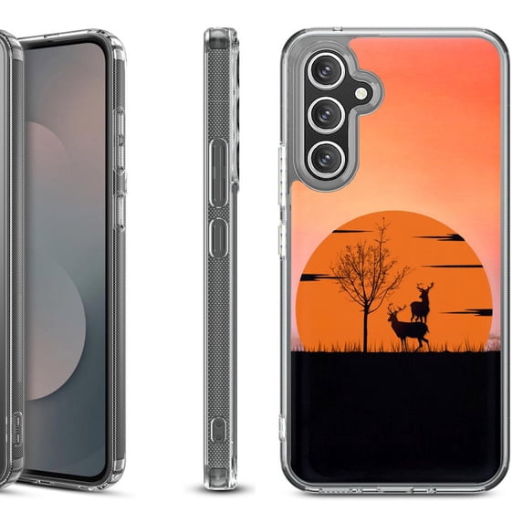 Shockproof Protective Phone Case Cover for Samsung Galaxy S25 FE, by OneToughShield - Sunset Deer