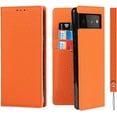 thumbnail image 1 of Fit for Google Pixel 6 Genuine Leather Wallet Case with RFID Blocking Card Holder,Headset Winder,Flip Folio Magnetic Closure,Kickstand,Wrist Strap Cover Case for Google Pixel 6,6.4",Orange, 1 of 14