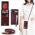 thumbnail image 1 of Fit for Google Pixel 7 Case for Women with Card Holder 6.3" 5G 2022,Pixel 7 Phone Case with Strap,Crossbody Lanyard Cases with Credit Card Slots with Stand,Burgundy, 1 of 13