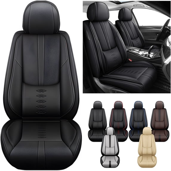 Fit for HONDA ACCORD CROSSTOUR 2011 Seat Cover, Black Car Seat Covers, Leather Front two seats With Lumbar Support Beautify Interior, Protect Car Seats