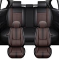 thumbnail image 1 of Fit for Honda 96% Car Models,Full Set Waterproof Leather Seat Covers,Airbag Compatible Car Seat Cushions,Anti-Slip Auto Seat Covers for Cars(Brown-Black), 1 of 6