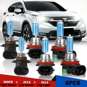 Fit for Honda CR-V CRV 2015 2016 2017 2018 2019 -2021 High Performance Halogen Headlight Bulbs,9005 Hi-Beam+H11 Lo-Beam+H11 Fog light Headlamp Replacement Bulbs Kit, Plug and Play,Pack of 6