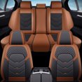 thumbnail image 1 of Fit for Honda Civic 2014, Black and Orange Car Seat Covers, PU Leather 360° Full Coverage Set Adjustable Split Rear Seat Beautify Interior, 4-Door Sedans Only, Protect Car Seats, 1 of 9