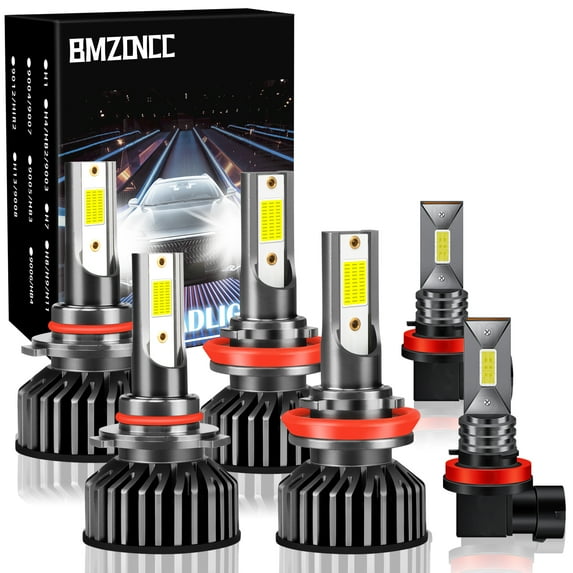 Fit for Honda Civic 2004-2013,2014-2015 Sedan 9005 High Beam 9006 Low Beam H11 Led Fog Light Bulbs Combo kit, 6000K White Light Halogen Replacement with Fan, Plug and Play, Pack of 6