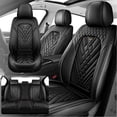 thumbnail image 1 of Fit for Honda Civic 2015 Seat Cover, Leather Full Set of 5 Seats Scratch Resistant Waterproof, Black Car Seat Covers, 4-Door Sedans Only, Airbag-Compatible, 1 of 7